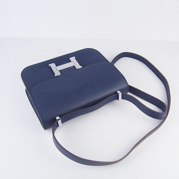 7A Hermes Oxhide Leather Message Bag Dark Blue H017 - Click Image to Close